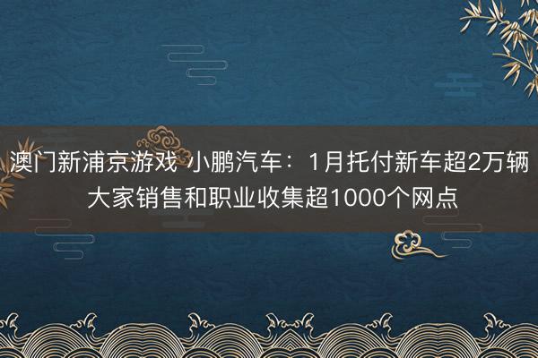 澳門新浦京游戲 小鵬汽車：1月托付新車超2萬輛 大家銷售和職業收集超1000個網點